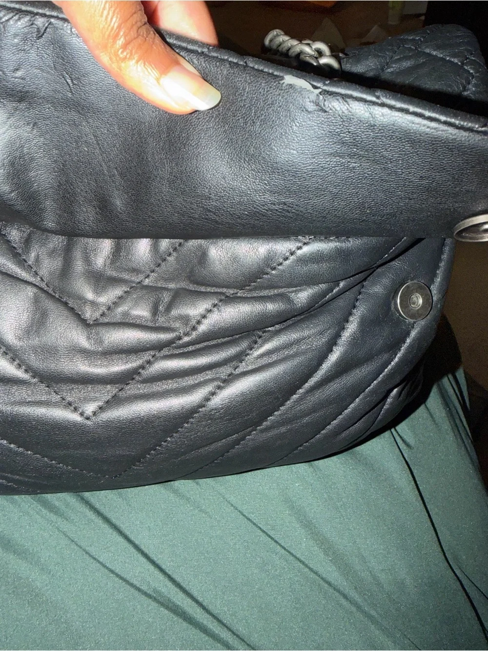 Kurt Geiger Quilted Black Shoulder Bag with Chain Strap and Embellished Clasp
